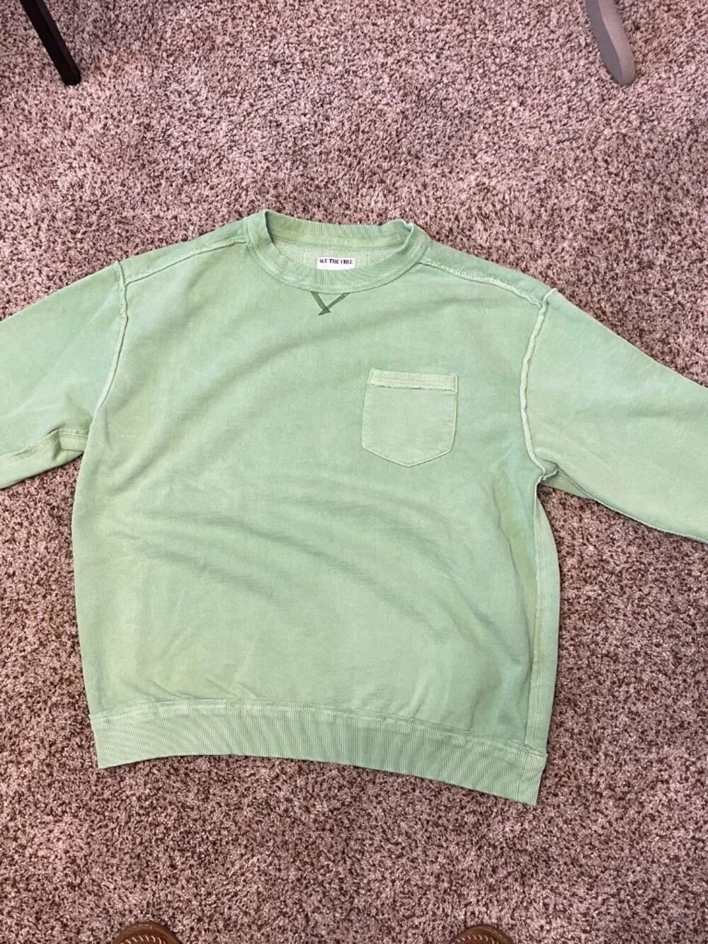 Free People (We The Free) Moderate Weight Sweatshirt Size S Lime Green - Picture 4 of 5